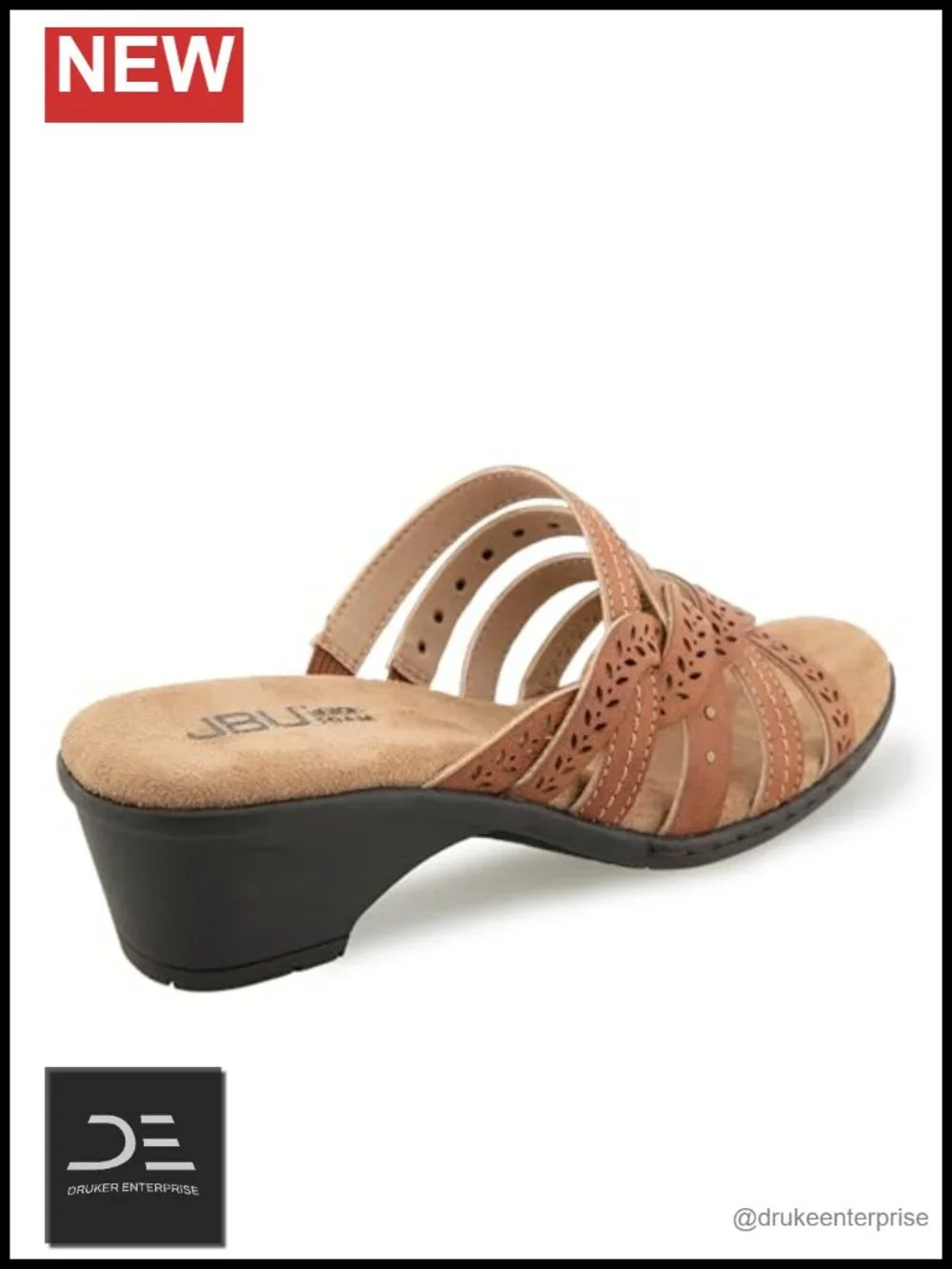 JBU Juna Casual Wedge Sandals Faux Leather Memory Foam Slip On